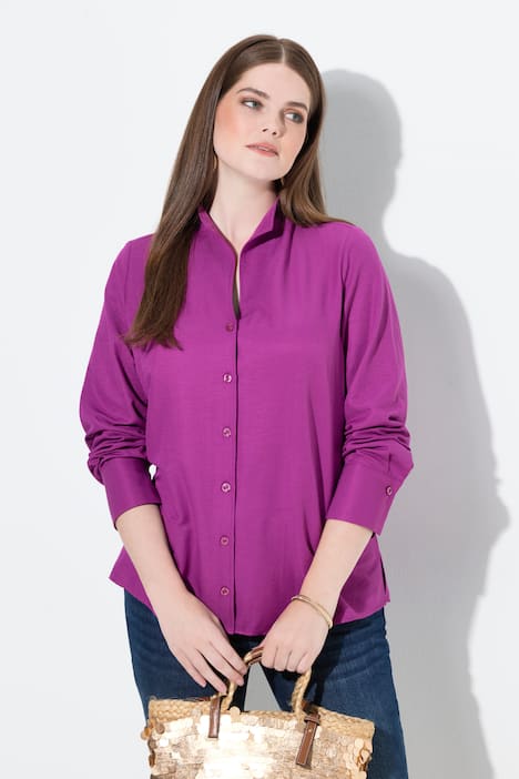 Chemise en tissu Oxford, col calice et manches longues
