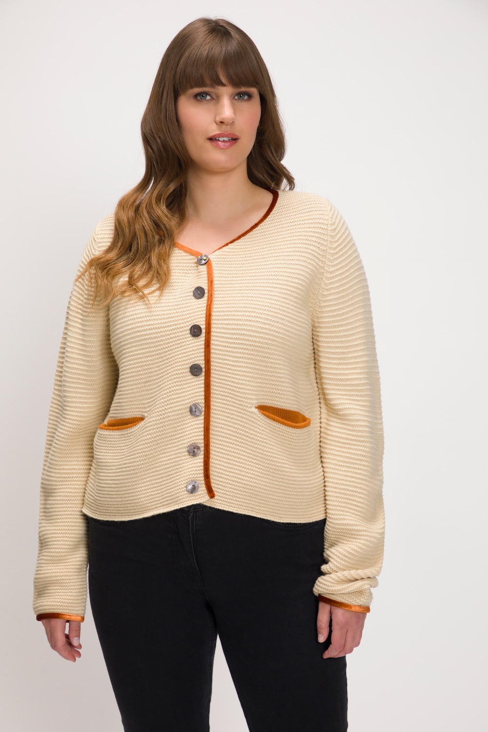 Große Größen Strickjacke, Damen, beige, Größe: 54/56, Synthetische Fasern/Wolle, Ulla Popken