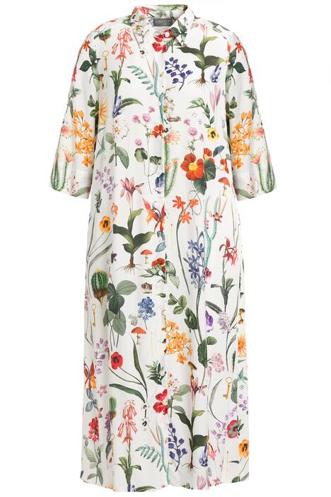 Košilové šaty, květy, A střih, límeček, 3/4 rukávy