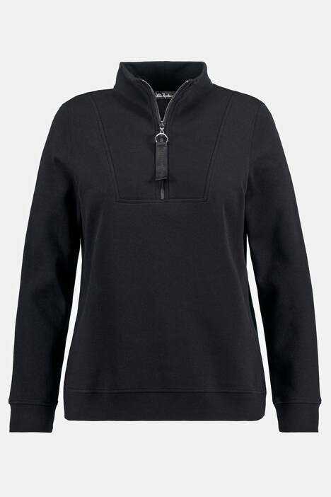Ribbed Inset Zip Collar Sweatshirt