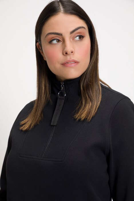 Ribbed Inset Zip Collar Sweatshirt