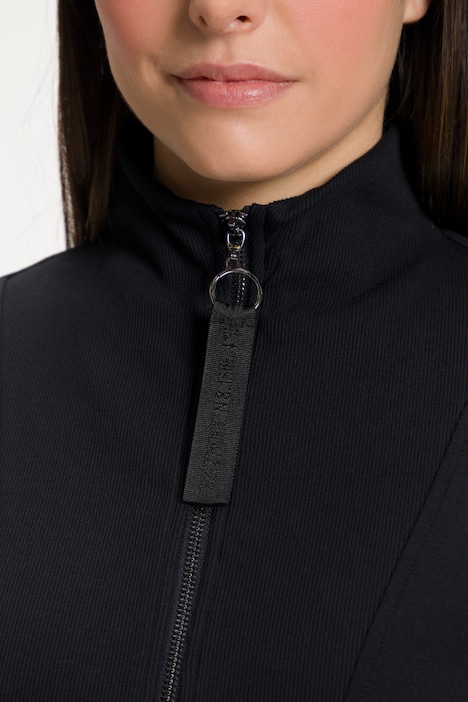Ribbed Inset Zip Collar Sweatshirt