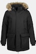 Parka, capuchon, afneembare geweven bont, rits, winddicht, waterafstotend