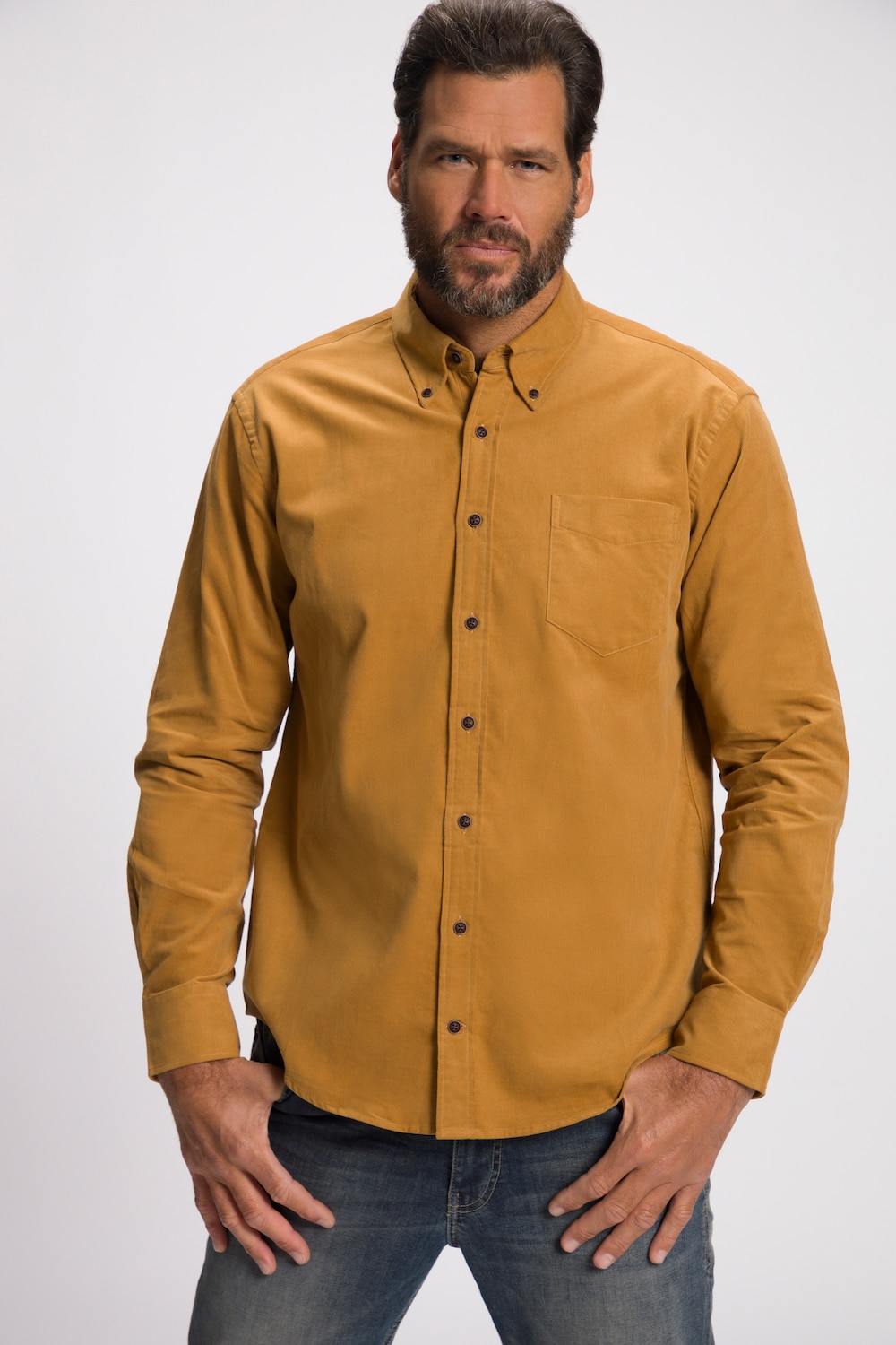 Grote Maten corduroy overhemd, Heren, bruin, Maat: 5XL, Katoen, JP1880