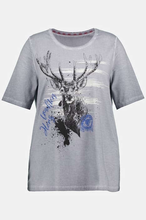 Hirsch T-Shirt Damen - Lustiges Trachtenshirt Mit Blumen Für Oktoberfest & Volksfeste