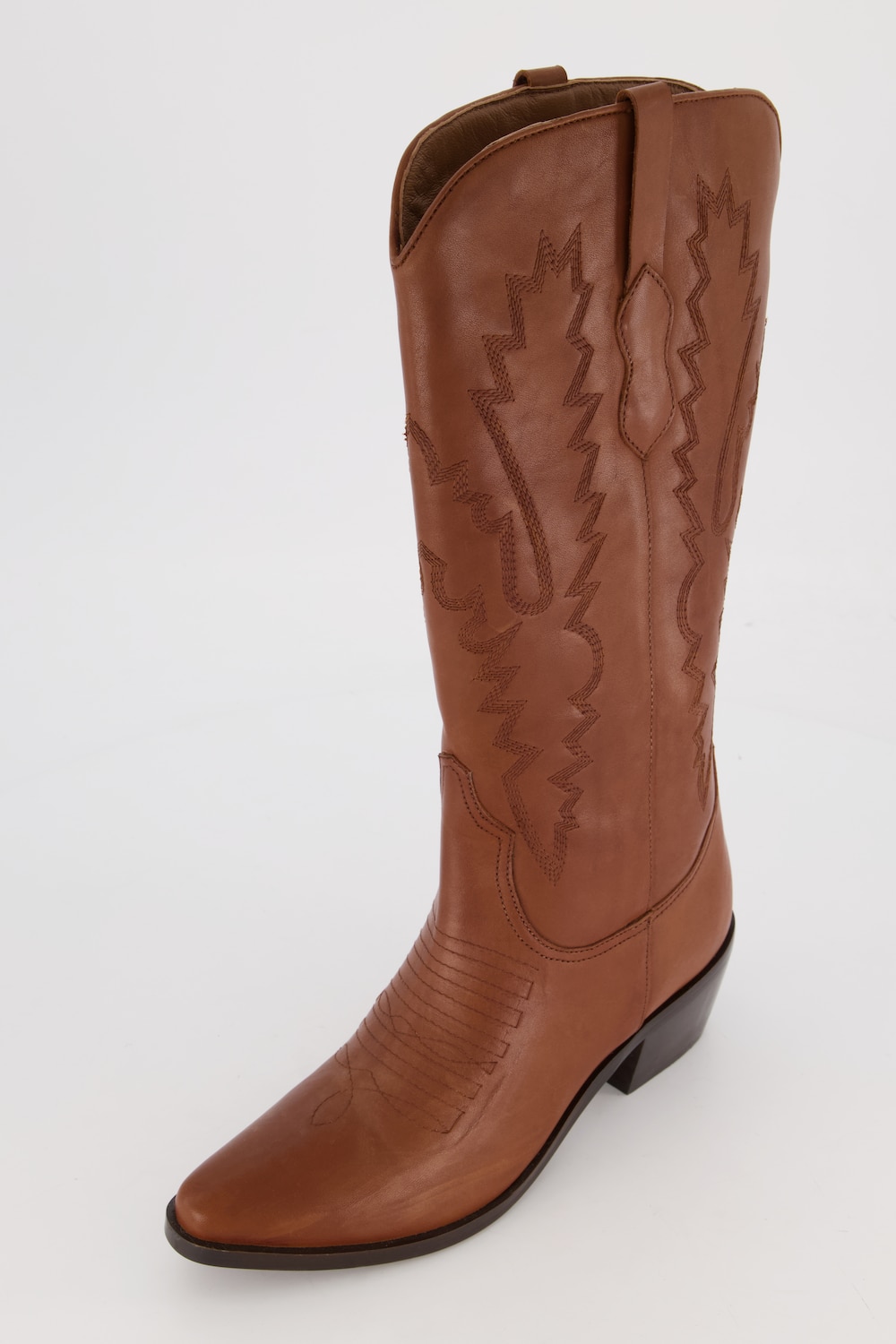 Grote Maten leren cowboylaarzen, Dames, bruin, Maat: 44, Leer/Polyester, Ulla Popken