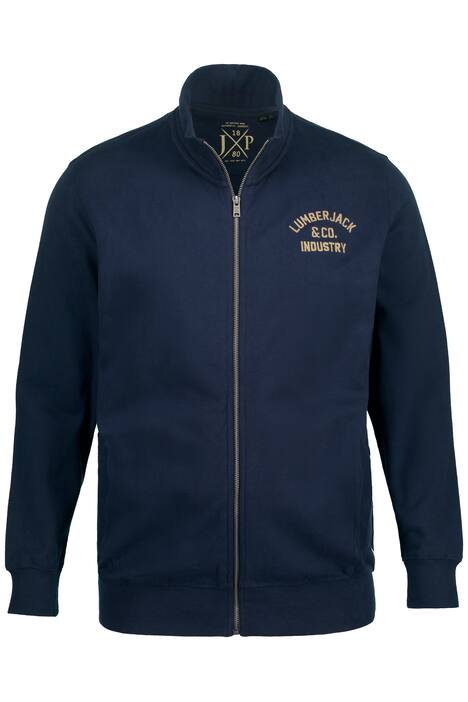 Mikina, stojáček, potisk na zádech, nášivky, do 8XL