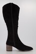 Lederstiefel, XL-Schaft, Veloursleder, Raffungen Weite H