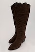 Skórzane kozaki, cholewka XL, welurowa skóra, marszczenia, tęgość H