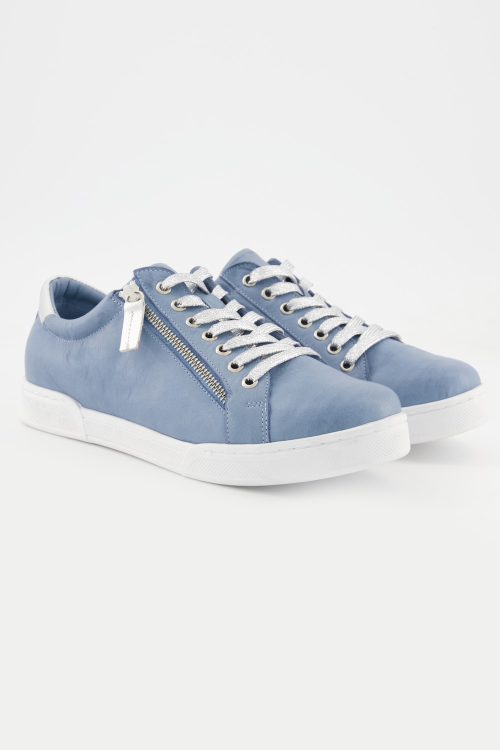 Grote Maten leren sneakers, Dames, blauw, Maat: 40, Leer, Ulla Popken