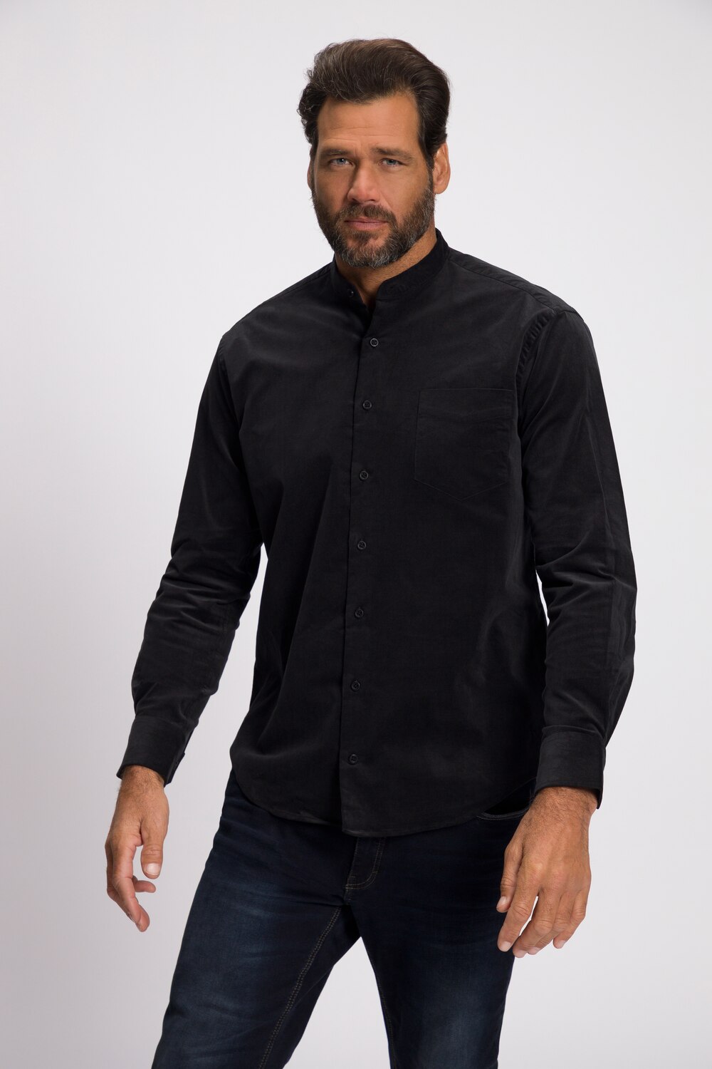 Grote Maten corduroy overhemd, Heren, zwart, Maat: XXL, Katoen, JP1880
