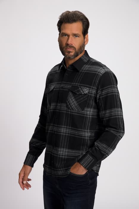 Camisa a cuadros, manga larga, cuello abotonado, Modern Fit