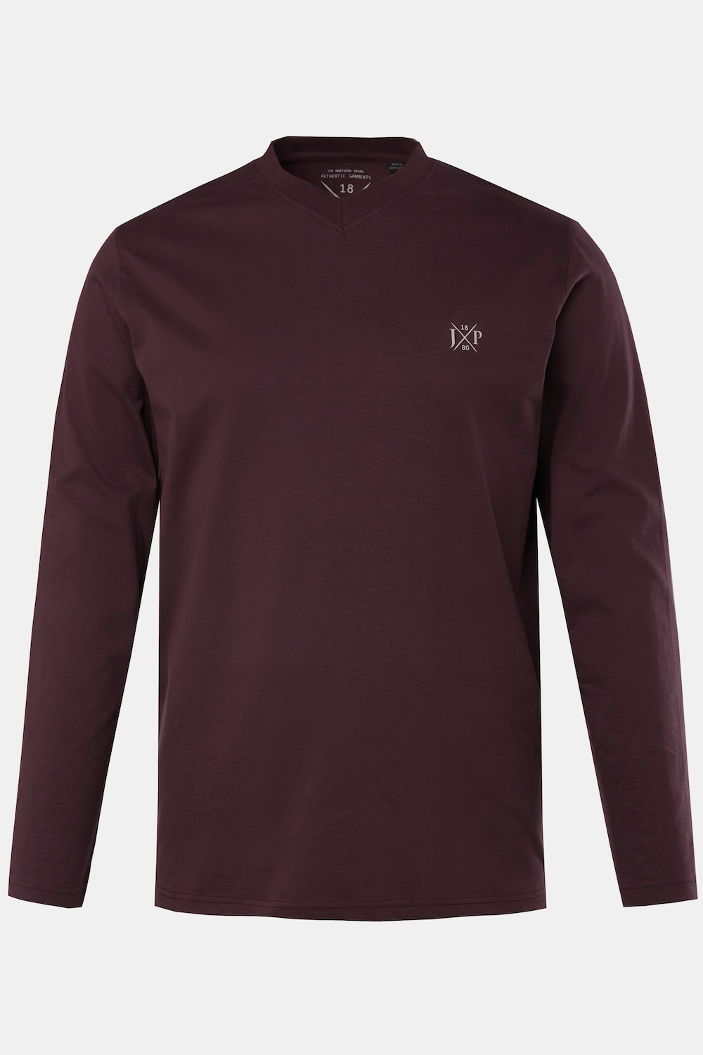 Langarmshirt, Basic, Langarm, V-Ausschnitt, bis 8 XL