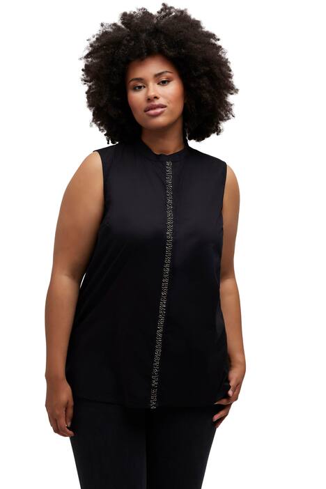 Halenka, zdobená, A střih, kulatý výstřih, bez rukávů