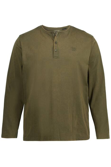Henley, dlouhé rukávy, knoflíková léga