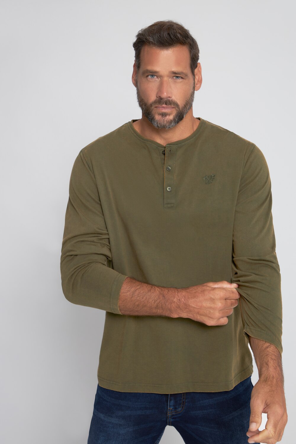 Grote Maten henley, Heren, groen, Maat: 3XL, Katoen, JP1880