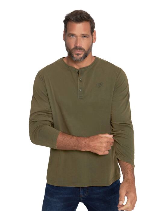 Henley, dlouhé rukávy, knoflíková léga