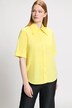 Exaggerated Collar Short Sleeve Button Front Stretch Shirt