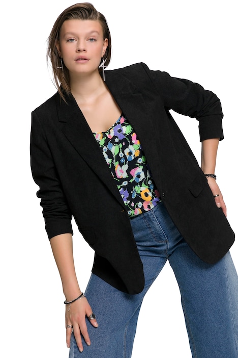 Manšestrový blejzr, rovný střih, klopový límec, dlouhé rukávy