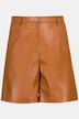 Bermudas, High Waist, weites Bein, Lederoptik