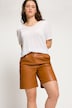 Bermudas, High Waist, weites Bein, Lederoptik