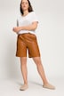 Bermudas, High Waist, weites Bein, Lederoptik