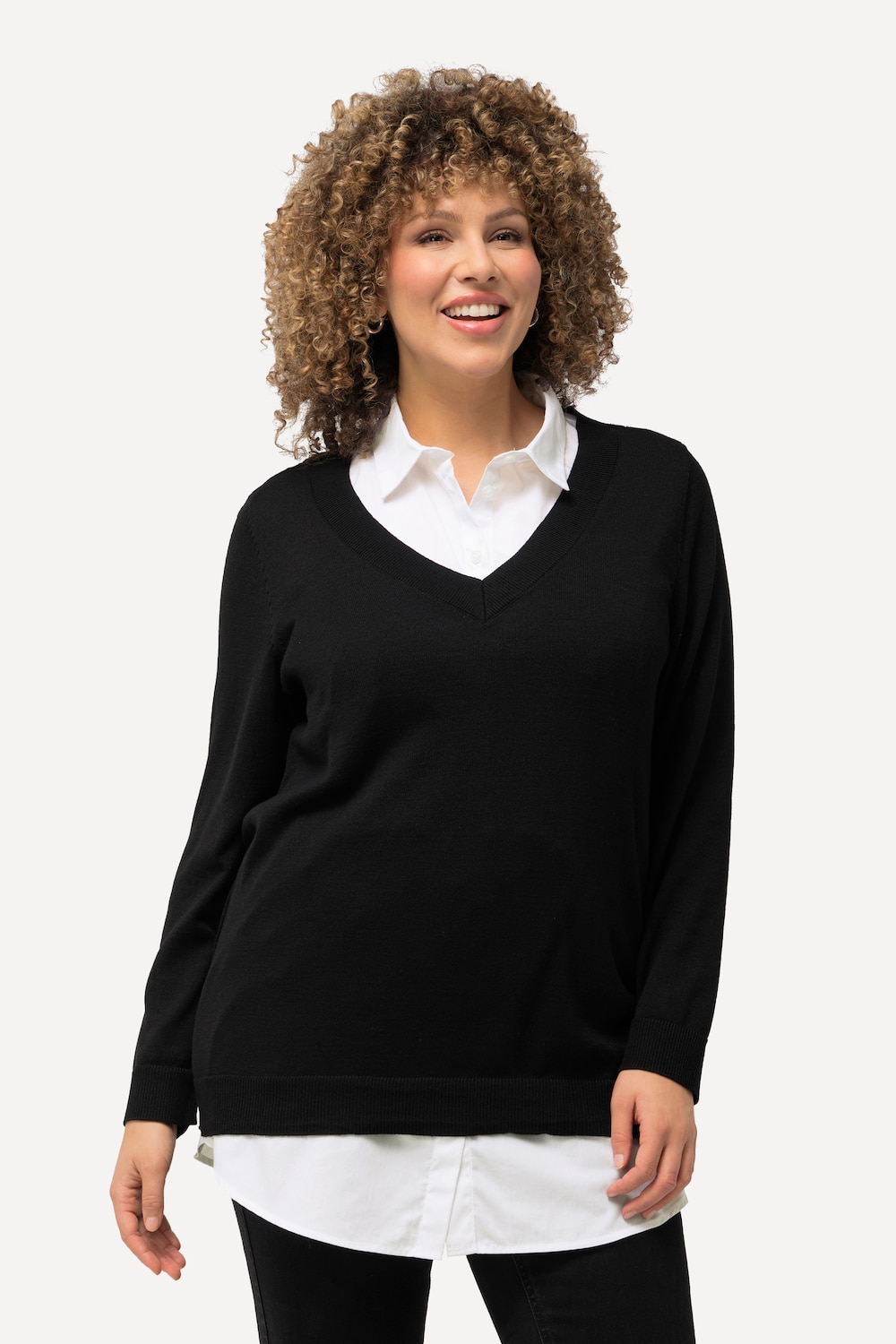 Große Größen Blusen-Verlängerung, Damen, weiß, Größe: 58/60, Polyester/Baumwolle, Ulla Popken