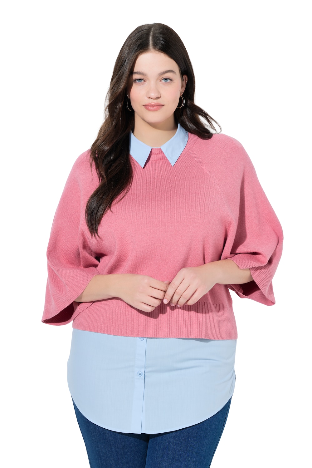 Stora storlekar Blus-förlängning, Dam, blå, storlek: 58/60, Polyester/Bomull, Ulla Popken