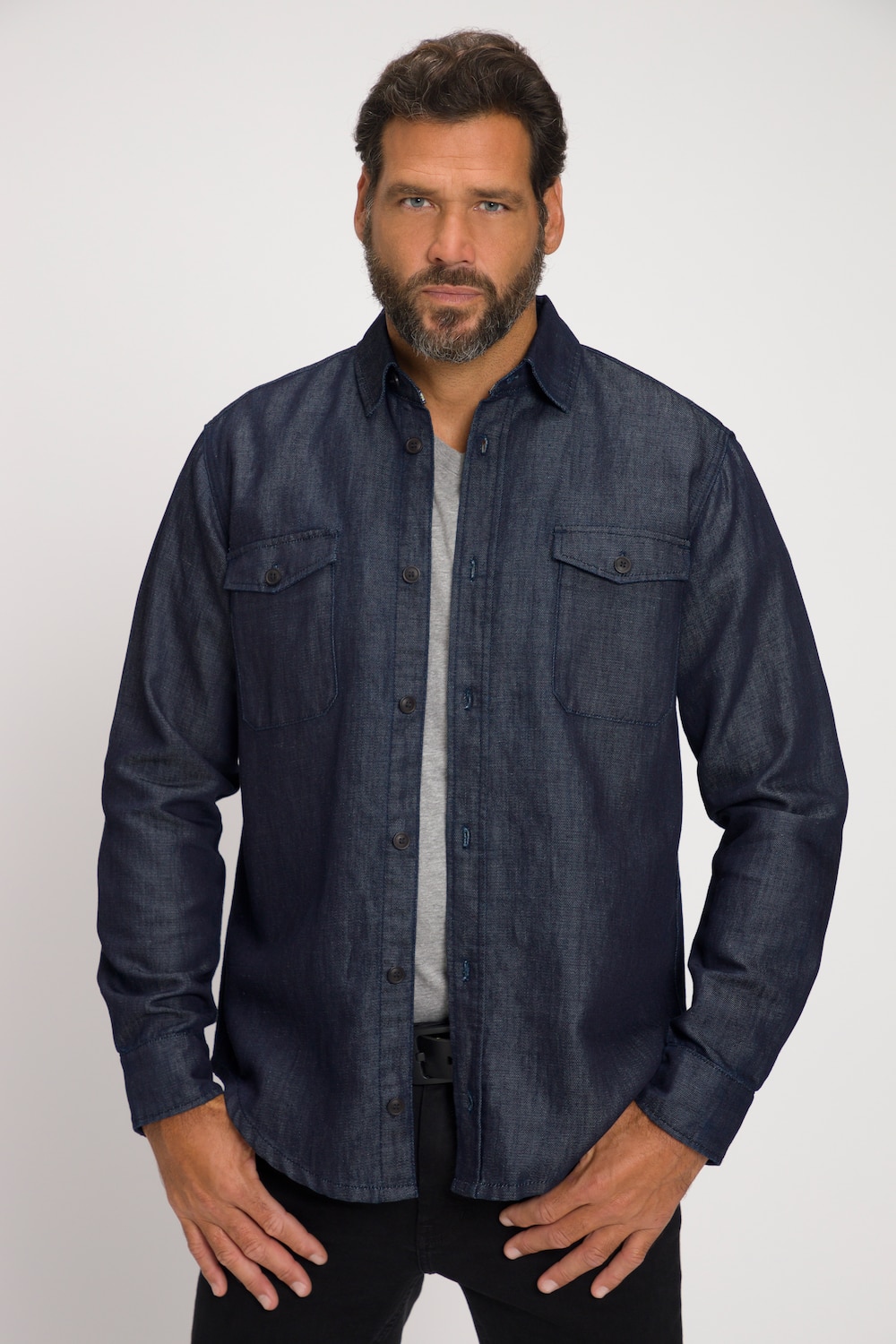 grandes tailles chemise en jean, hommes, bleu, taille: 3xl, coton/lin, jp1880
