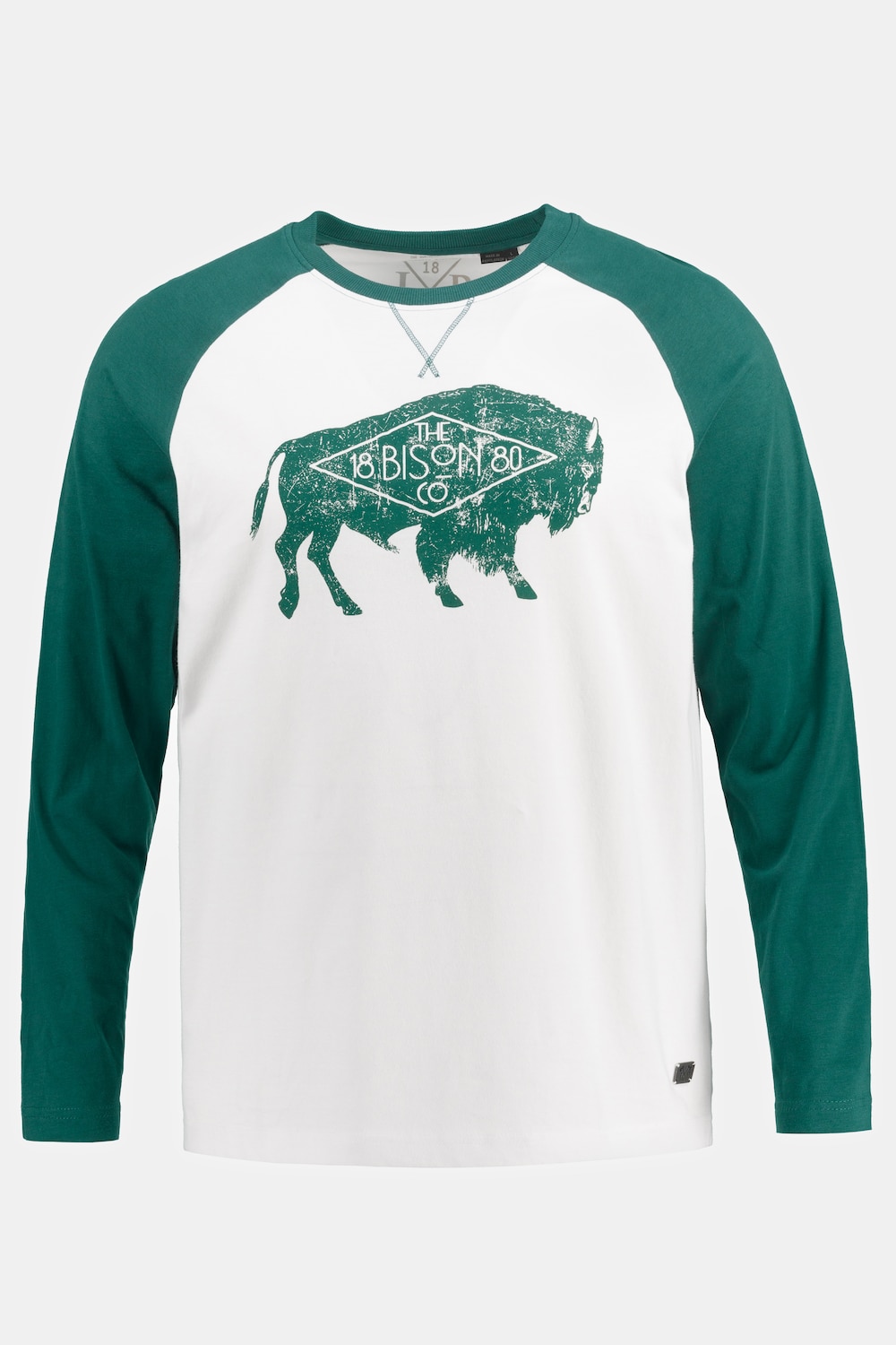 T-Shirt, Langarm, zweifarbig, Bison Print