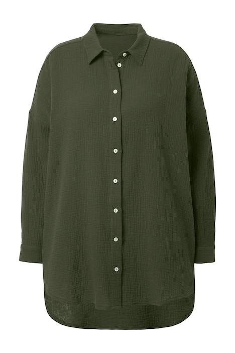 Mušelínová halenka, oversize, límeček, dlouhé rukávy