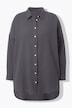 Musselin Bluse, oversized, Hemdkragen, Langarm