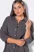 Musselin Bluse, oversized, Hemdkragen, Langarm