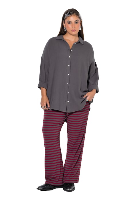 Mušelínová halenka, oversize, límeček, dlouhé rukávy
