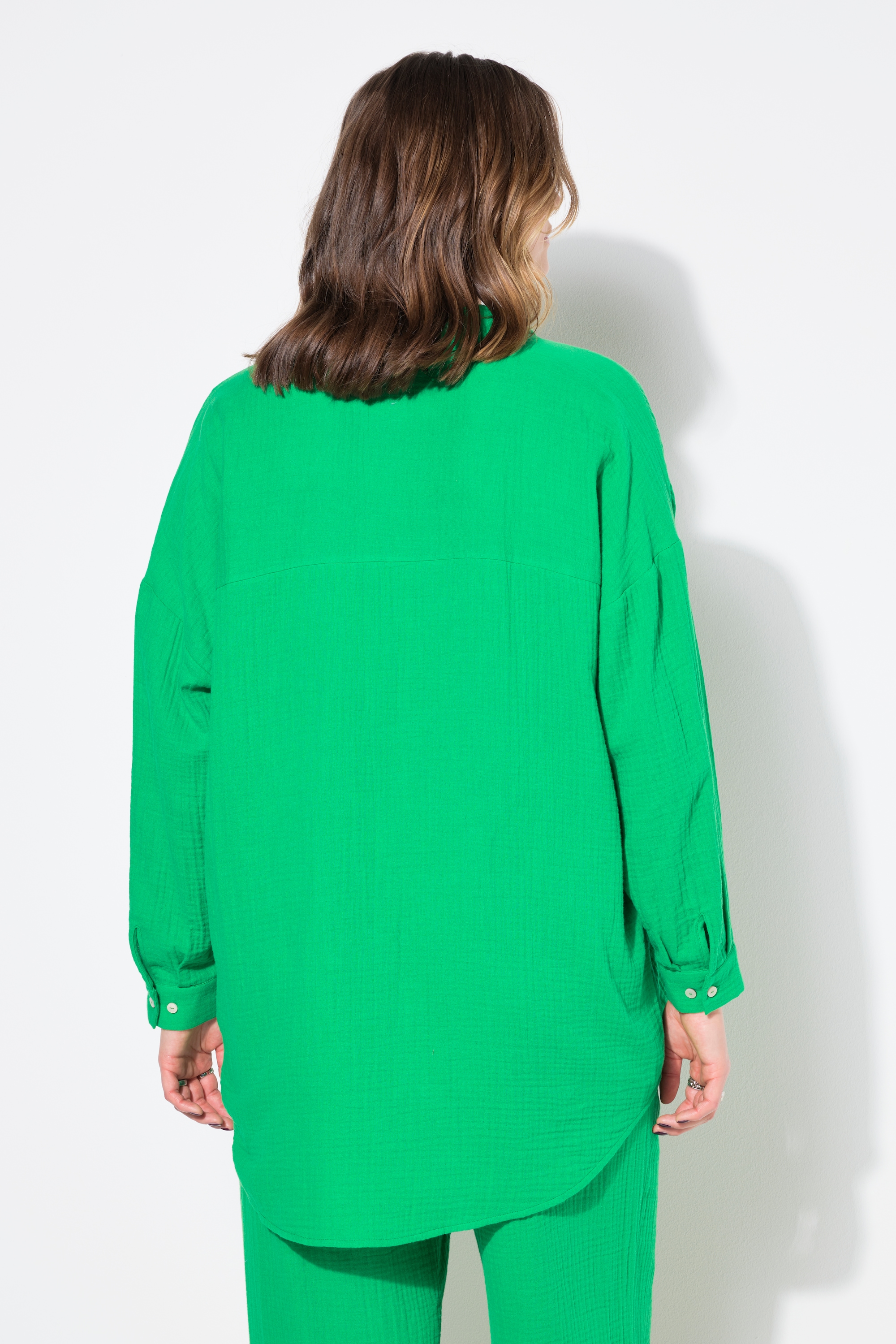 Studio Untold Damen große Größen Musselin Bluse oversized Hemdkragen