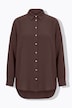 Musselin Bluse, oversized, Hemdkragen, Langarm