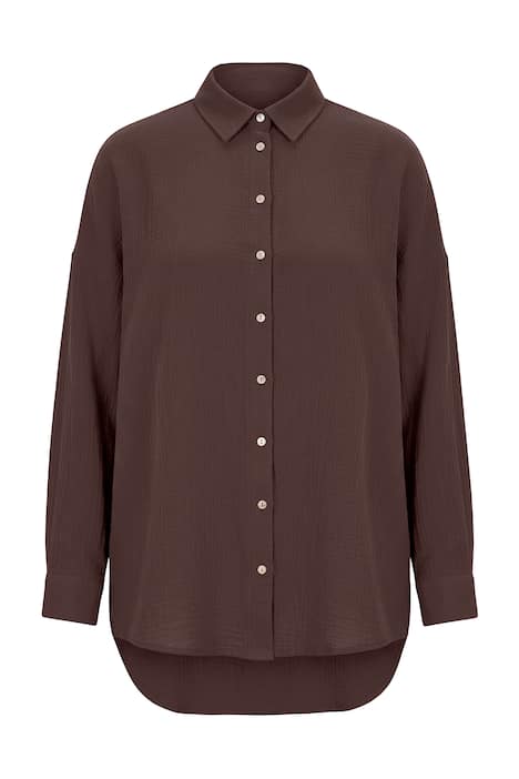 Mušelínová halenka, oversize, límeček, dlouhé rukávy