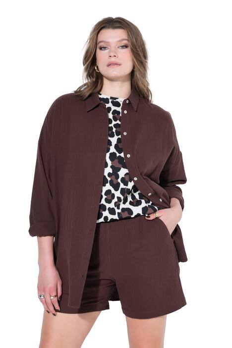 Mušelínová halenka, oversize, límeček, dlouhé rukávy