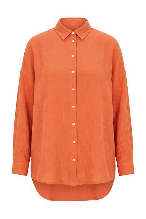 Mušelínová halenka, oversize, límeček, dlouhé rukávy