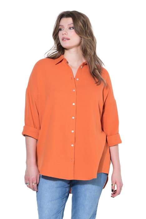 Mušelínová halenka, oversize, límeček, dlouhé rukávy