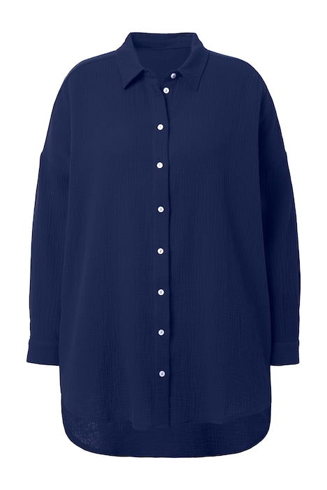Mušelínová halenka, oversize, límeček, dlouhé rukávy