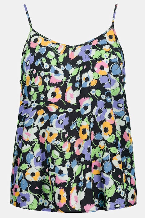 Top, kolorowe kwiaty, cienkie rami�czka, dekolt w szpic