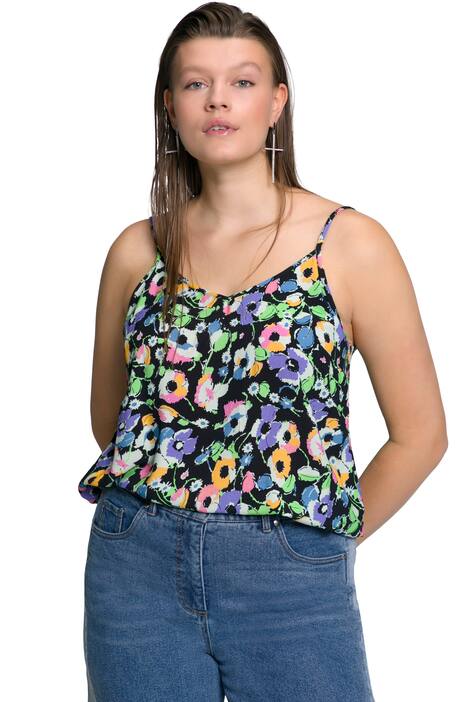 Top, květovaný potisk, výstřih do V, špagetová ramínka