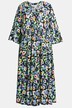 Maxiklänning, blomtryck, v-ringning, 3/4-ärm, volang