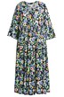 Maxi šaty, květovaný potisk, výstřih do V, 3/4 rukávy, volán
