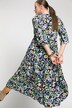 Maxiklänning, blomtryck, v-ringning, 3/4-ärm, volang