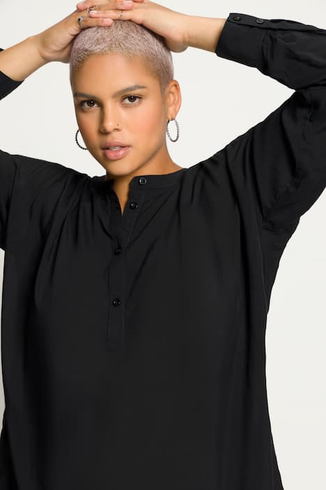 Tunika, oversized, rund hals, lång ärm, knappslå