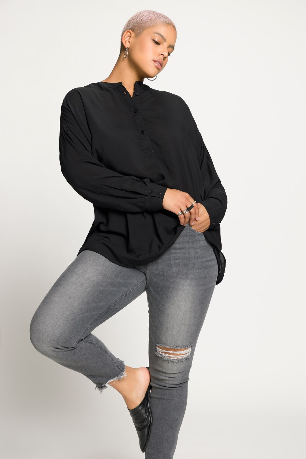Grote Maten tuniek, Dames, zwart, Maat: 46/48, Synthetische vezels, Studio Untold Grote Maten tuniek, Dames, zwart, Maat: 46/48, Synthetische vezels, Studio Untold