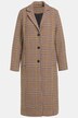 Pitkä takki, ruutukuosi, kauluskäänteet, pitkät hihat