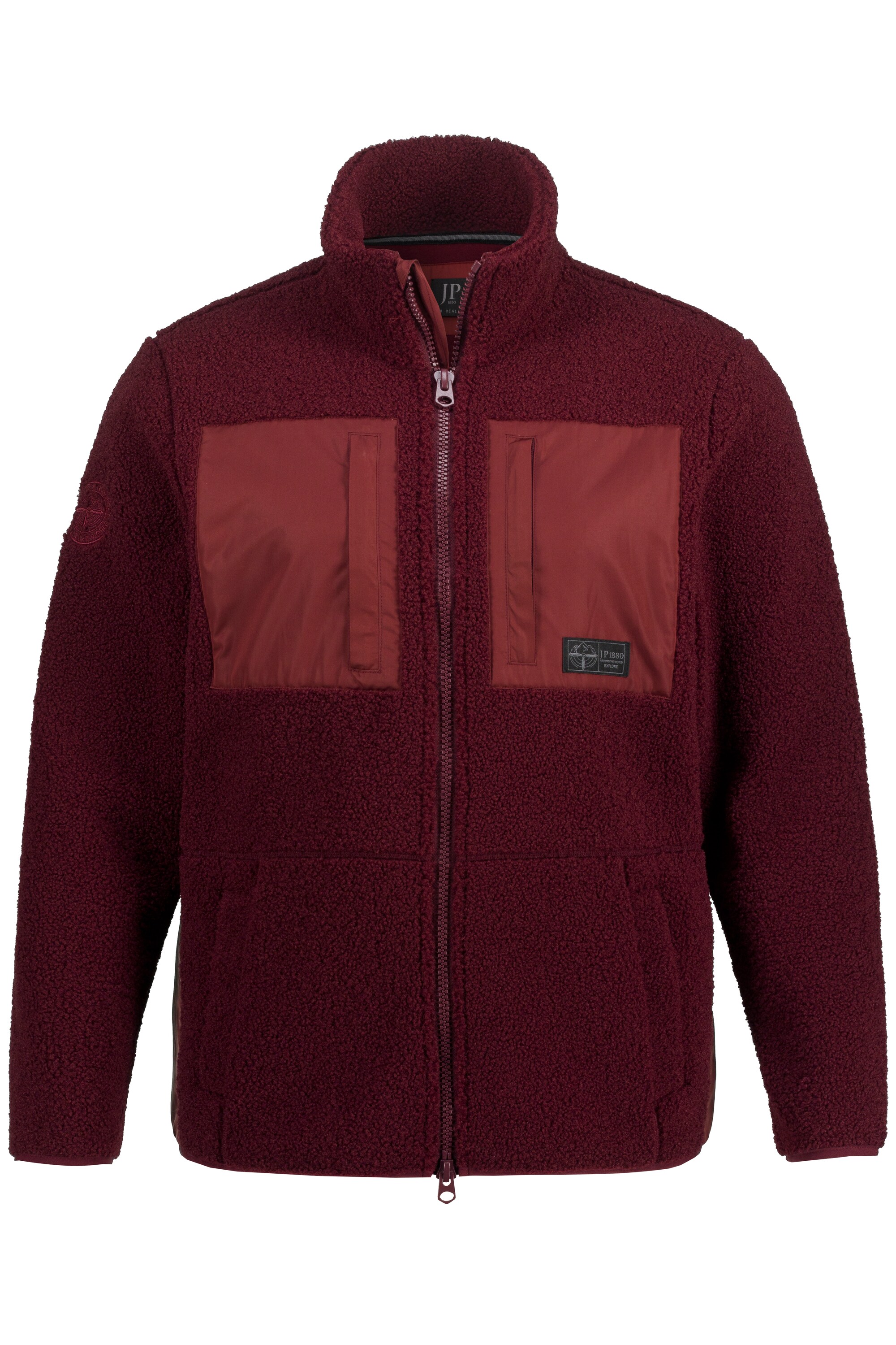 JP 1880 Herren große Größen Teddyjacke Outdoor Nylon Einsätze Stehkragen